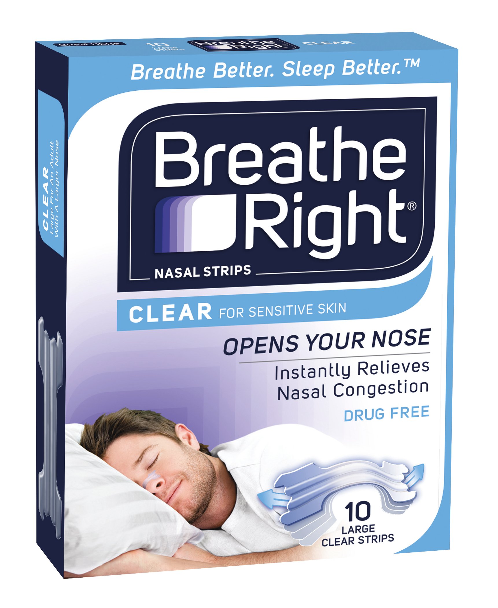 Breathe Right Large Clear 30s 